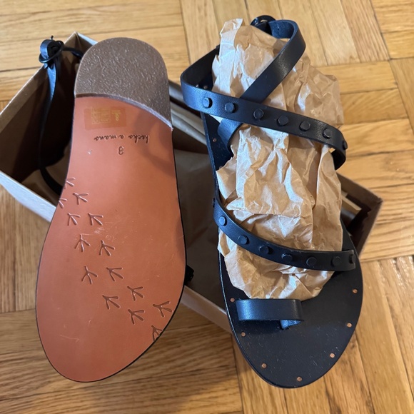beek Black Leather Sandals - Picture 1 of 5